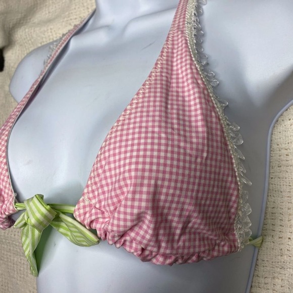Beach Bunny Pink Gingham Halter Bikini Top nwt - Picture 4 of 6